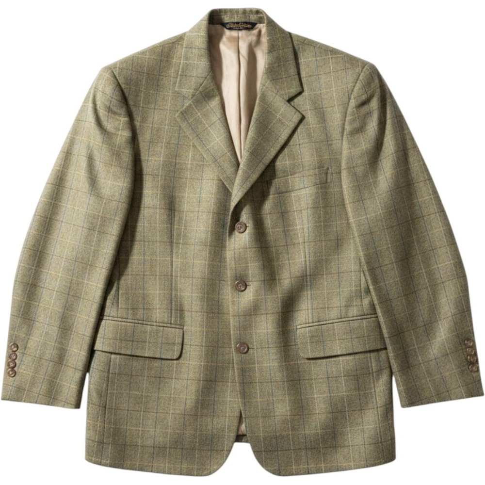 Brooks Brothers 100% Silk Blazer 40SH Olive Green Windowpane Sport Coat